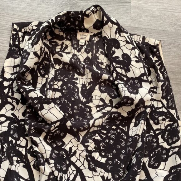 Wilfred Aritzia Silk V-Neck Surplice Dress Womens Medium Pockets Black White - Picture 5 of 13